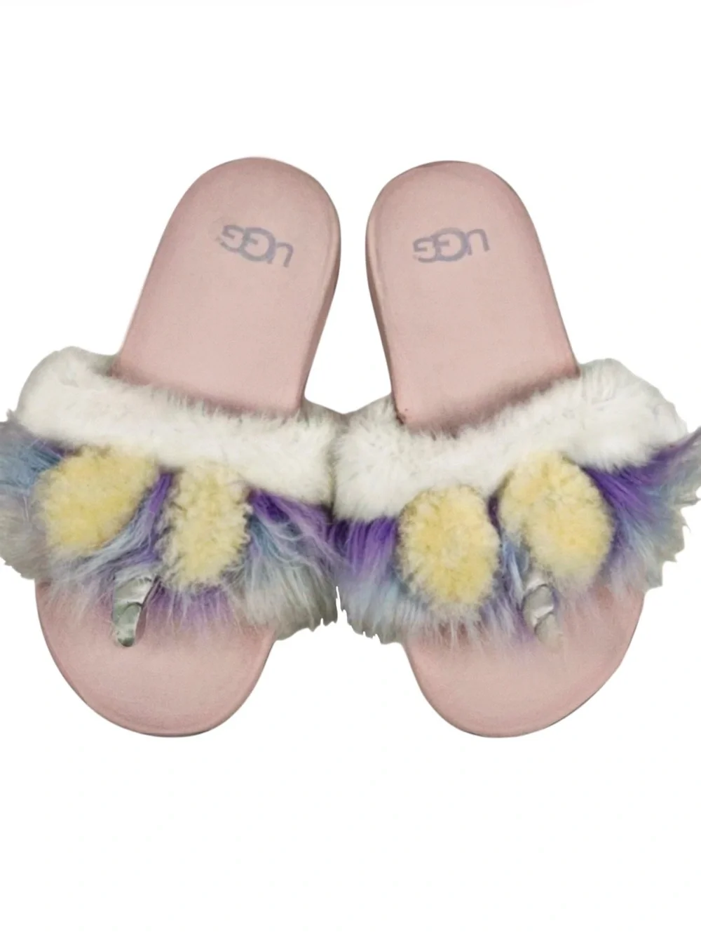 UGG Pastel Pink Fluffy Unicorn Slide Slipper Sz 13